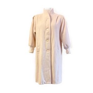 Vintage Cream Wool Coat 80s 60s